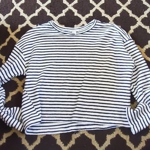 Striped Navy Blue And White Long Sleeved Shirt